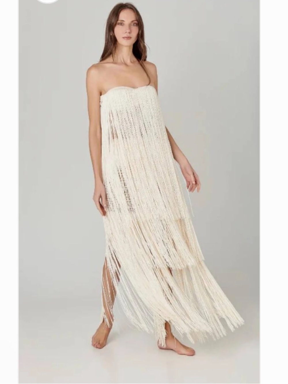 Bahia Maria Luciana Fringe Top Ivory Fringe Crochet bra crop Revolve XS